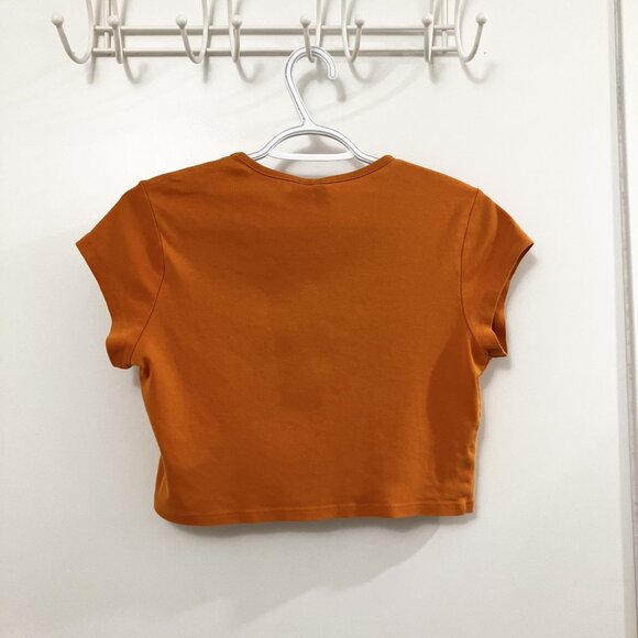 H&M Cropped Orange Graphic T-shirt US Size M - Picture 2 of 4